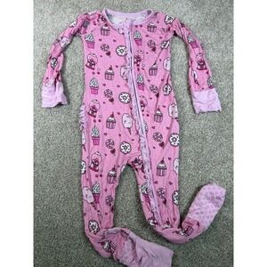Kiki and Lulu 2T Bamboo Zippy Ruffle Butt Sleeper Pink Deserts Cupcakes